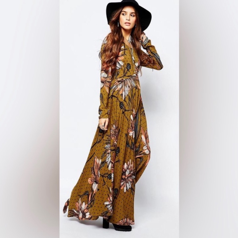 Free People First Kiss Maxi Dress in Goldenrod - Size Small
